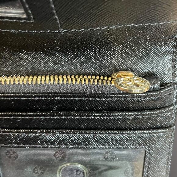 Like New TORY BURCH Black Saffiano Leather Robinson Envelope Wristlet Clutch - Picture 13 of 14